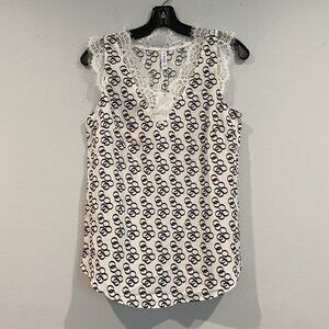 VIIShow Black and White Patterned Tank Top Blouse - Size XS
